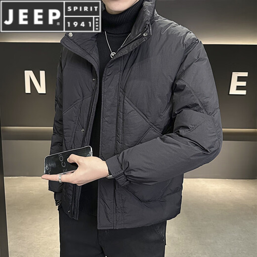 JEEP SPIRIT Down Jacket Men's Jacket Winter 2025 New Slim Short Men's Fashion K-Style Handsome Thickened and Warm Black M