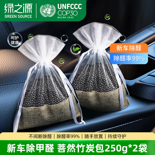 Greensource new car formaldehyde and odor removal bamboo charcoal bag car activated carbon bag Boran 250g*2 car purifier