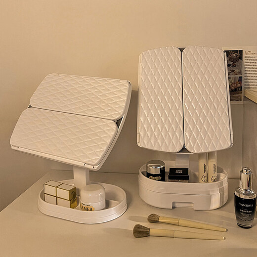 Mirror makeup mirror with light desktop desktop makeup mirror rechargeable LED light birthday gift for girls practical sense upgraded charging model - three-color light + greeting card + gift bag + air bag comb_can write congratulations on your behalf