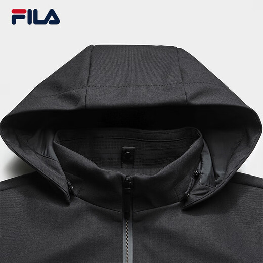 FILA Official Men's Tops Two-piece Set 2026 Spring New Casual Loose Warm Hooded Jacket Dark Charcoal Gray-CC M 170/92A/M