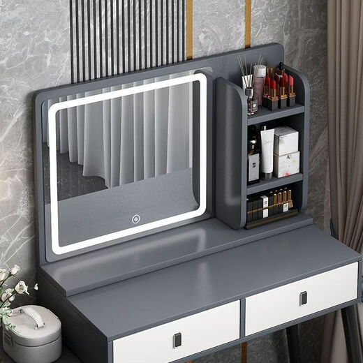 Led makeup mirror with light storage box integrated desktop bedroom dressing table sense fill-in light dressing mirror space design storage mirror 60CM gray + LED light only mirror no table see clearly to place an order