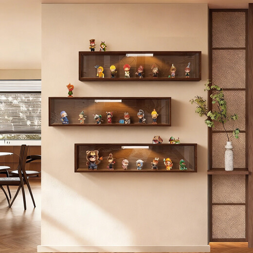 Wall-mounted blind box display rack without punching, dust-proof acrylic transparent display cabinet on the wall, large figure storage box, Childlike Heart Exhibition Hall-single 90*20*7cm, no punching, free of charge if dropped, plexiglass door dust-proof