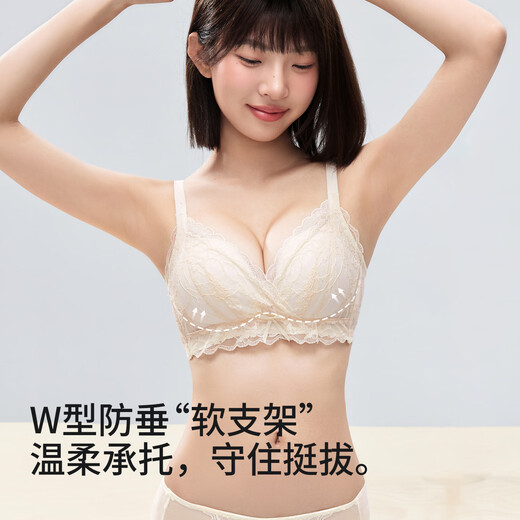 Tingmei autumn and winter small breast push-up lace underwear soft support crescent cup breast lifting anti-sagging sexy bra Fei Lan L 36/80AB recommended 105-120 Jin Jin equals 0.5 kg