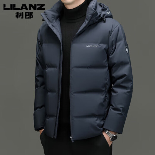 利郎（LILANZ）加厚羽绒服男士2025冬季新款短款连帽时尚休闲保暖防风外套潮 雾霾蓝 3XL 190