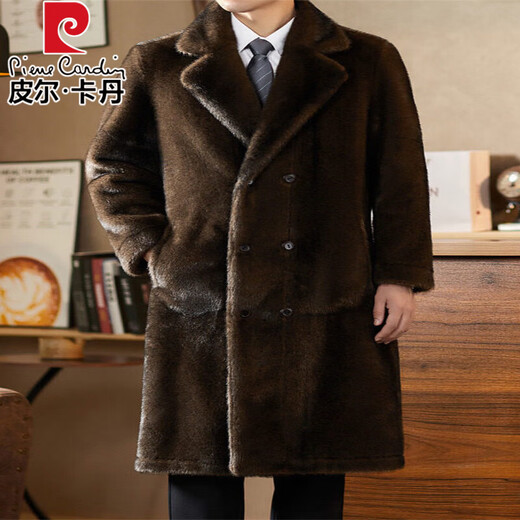 Pierre Cardin High-end Reversible Shenandoah Mink Coat Men's 2025 Autumn and Winter Long Reversible Fur Jacket Black L 175