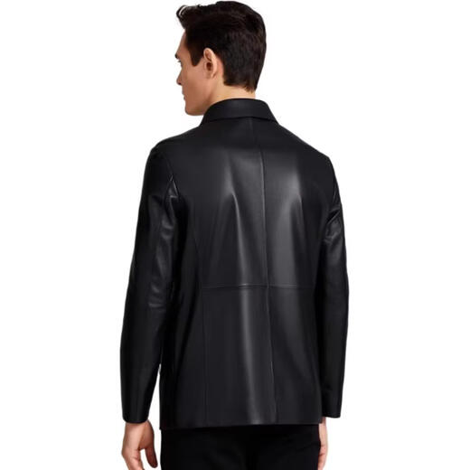 SATCHI solid color lapel zipper slim leather jacket men's black black one size 48