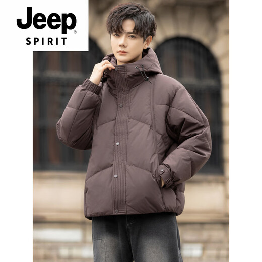 JEEP SPIRIT Extremely Cold High Filling Hooded Down Jacket Men's Winter 2025 New Style Loose Short Warm Jacket Black M 95-115Jin Jin is equal to 0.5 kg