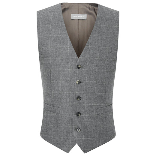 Angel Bird Men's Suit (Vest) Casual Plaid Single-breasted Collarless Vest EBM223232U Gray 48A