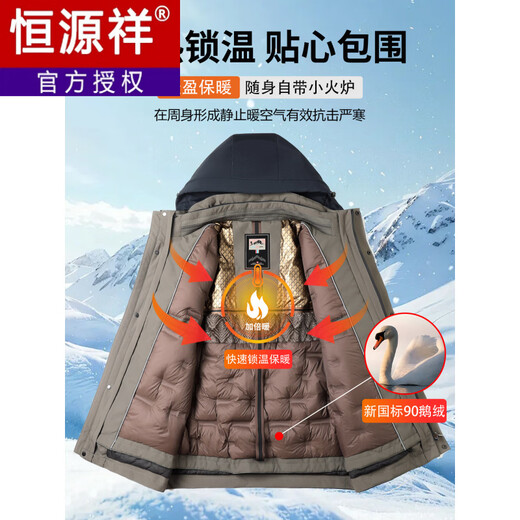 Hengyuanxiang Goose Down Jacket Men's 2025 Winter New Thickened Business Middle-aged and Elderly Dad Parka Jacket Navy Main Picture Style M Recommended Weight -115Jin Jin is equal to 0.5kg