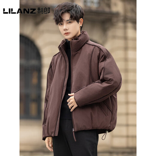 利郎（LILANZ）官方2025冬季羽绒服男90白鸭绒立领宽松加厚保暖时尚外套帅气上衣 YR2560黑色 (甄选90白鸭绒)-旗舰款 M 100-120斤