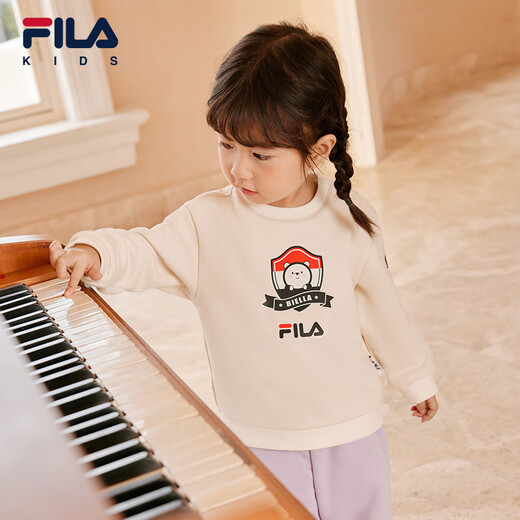 Fila children's clothing 2023 autumn and winter new style velvet sweatshirt for boys and girls, warm long-sleeved and trendy, marigold yellow-YE 80 cm