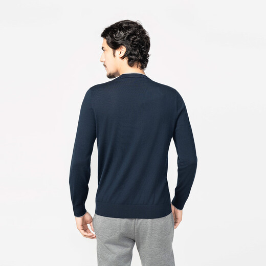 Blue Leopard 25AW LAMPO/Blue Leopard men's long-sleeved round neck wool cashmere loose dark blue sweater dark blue M (46)