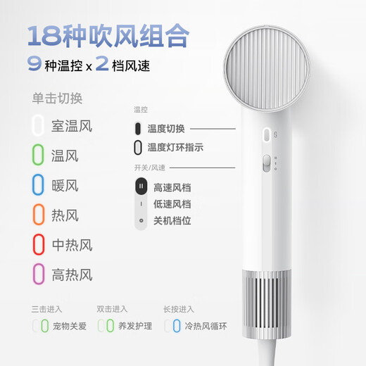 WoLe 4 billion plasma high-speed hair dryer household silent negative ion high-power does not hurt the power generation hair dryer leafless quick-drying gift for girlfriend New Year's Eve annual party gift