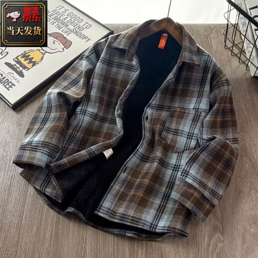 Boys' spring shirts 2026 new style children's handsome autumn versatile plaid long-sleeved shirts and jackets for middle-aged and older children trendy picture color plus velvet high quality heavyweight 130