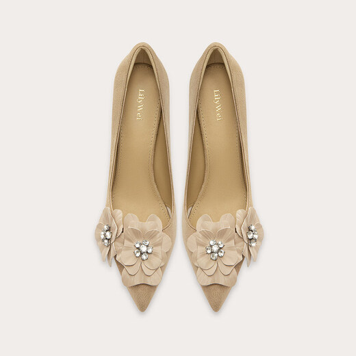 Lily Wei Mengyuhua Beautifully designed high-heeled shoes with ladylike style and elegant temperament, large size 41-43, camel, heel height 10cm 41