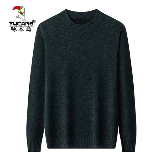 Woodpecker pure wool sweater men's 2025 winter new thickened high-end half turtleneck thickened warm knitted sweater bright rice camel S