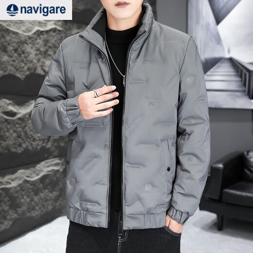 Navigare Italian Sailboat Light Down Jacket Men's Short Stand Collar Winter Clothing 2023 New Casual Warm Winter Black L