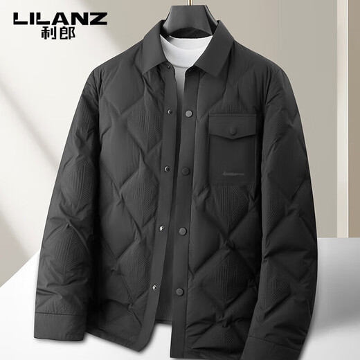 利郎（LILANZ）秋冬季男士高级感翻领短款羽绒服休闲轻薄款潮流保暖鸭绒外套 棕色 4XL