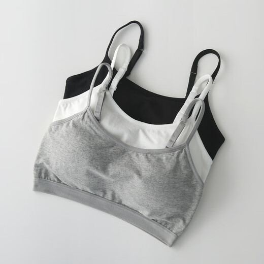 Oxygen Underwear Women's Cotton Vest Style Beautiful Back Sports Bra Summer Thin Section High School Junior High School Girls Student Bra (Classic and Versatile) Calm Gray + Mysterious Black S _(_70ABC is suitable for 100Jin Jin equal to 0.5 kg or less)