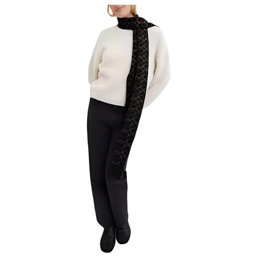 COACH brand logo Merino wool wool scarf Unisex couple style Black Default F