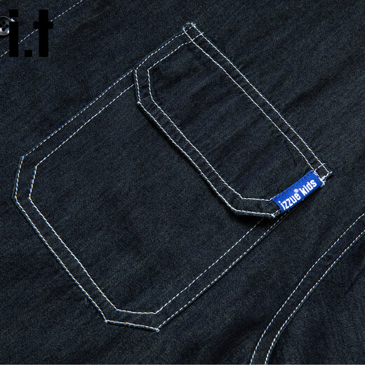 Izzue i.t denim shirt for boys and girls, new autumn solid color jacket, versatile shirt, trendy denim blue