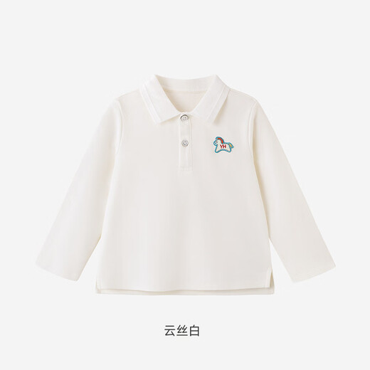 YEEHOO shopping mall children's long-sleeved T-shirt POLO collar lapel boys' tops 26 children's clothing YRTAJ1S002A Yunsi white cotton YRTAJ1S002A 80 cm