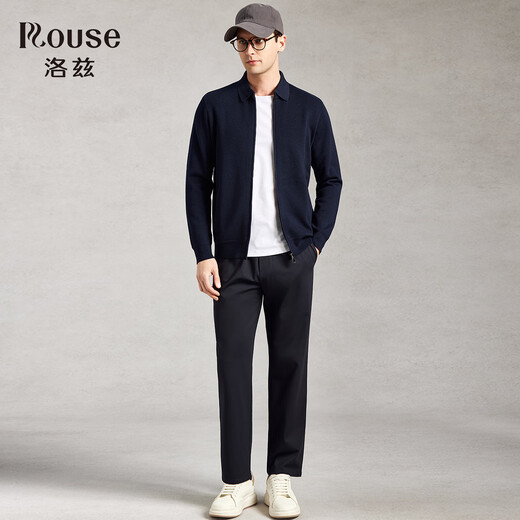 Lotz 100% worsted sheep wool & machine washable old money style cardigan sweater winter thickened warm jacket for men