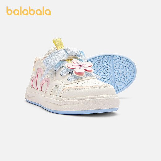 BALABALA balaOne children's shoes, children's sneakers, girls' 2025 new spring and autumn breathable white shoes, white pattern, tone 00310 31