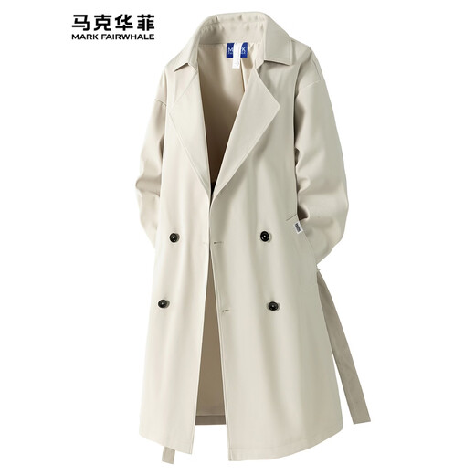 MARK FAIRWHALE Mark Hua Fei men's windbreaker 2025 winter new American retro mid-length loose casual knee-length coat trend khaki official authentic M recommended 90-120Jin Jin equals 0.5 kg