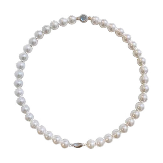 Cindy Kelly high-end light luxury pearl necklace for women, exquisite and practical niche jewelry, birthday and New Year gifts for girls and girlfriends, classic goddess, gentle daughter, aquamarine 8mm Australian white