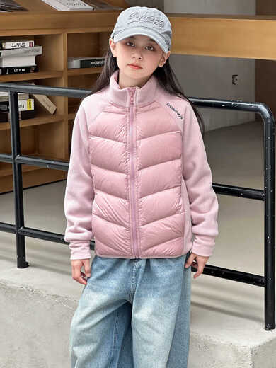 BALA is suitable for 2025 autumn and winter new children's 90 white duck down lightweight down jacket girls and boys polar fleece pink 120cm recommended height 100-110CM