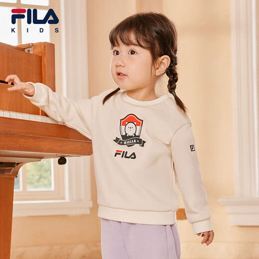 Fila children's clothing 2023 autumn and winter new style velvet sweatshirt for boys and girls, warm long-sleeved and trendy, marigold yellow-YE 80 cm
