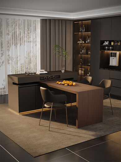 Yusenyi Rotatable Island Table Dining Table Sideboard Integrated Retractable Kitchen Table Feel Customized Italian Rock Slab Guide Long Bar 1.1 Meter Full Rock Slab Color Size Can Be Customized