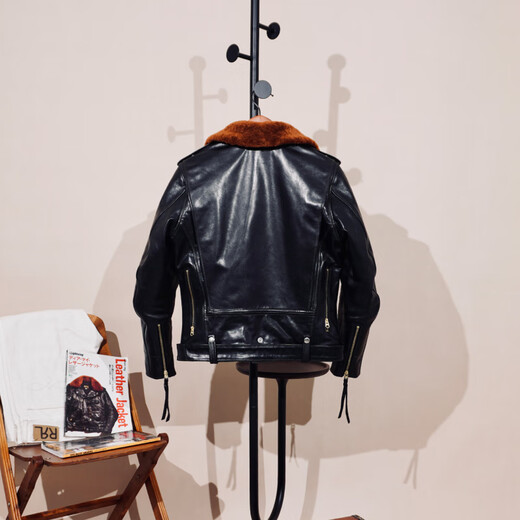 CHEVALPES international first-line brand graduation version replica of the original BUCO version fully vegetable-tanned dyed horsehide leather jacket J24 bias-laden black vegetable-tanned horsehide <fur collar belt detachable> S