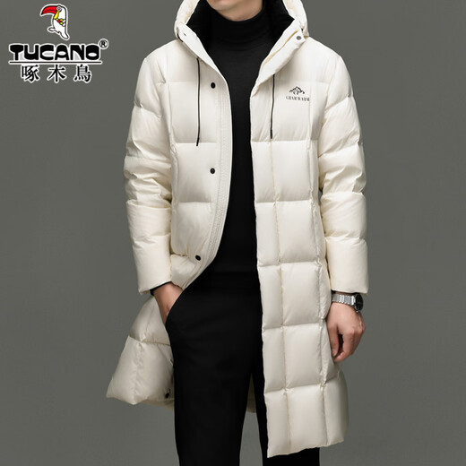 Дятел, пуховая куртка с наполнителем для экстремально холодных условий, мужская длинная зимняя модная повседневная куртка на белом утином пуху, теплая мужская куртка с капюшоном RR-YR9917 Фиолетовый M 170/92A