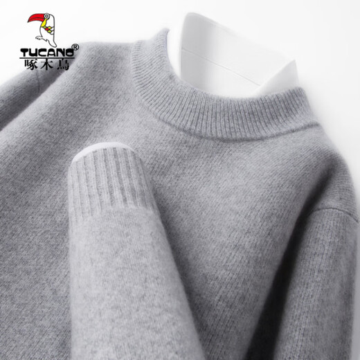 Woodpecker pure wool sweater men's 2025 winter new thickened high-end half turtleneck thickened warm knitted sweater bright rice camel S