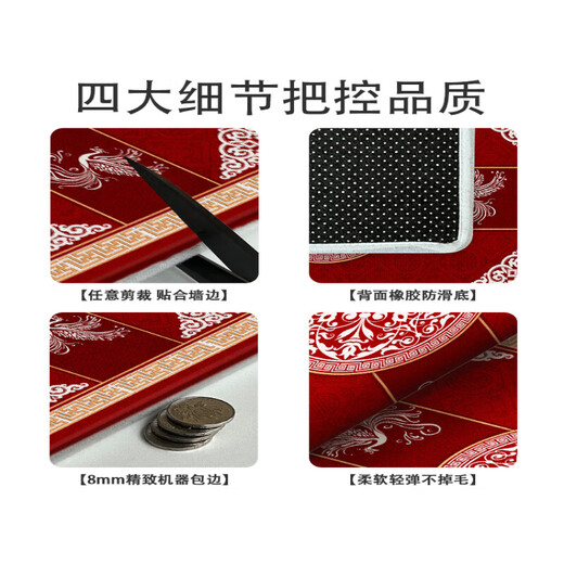 Vieruodis entrance door floor mats 2025 new door mat red festive carpet entrance door mat anti-slip and stain-resistant household Xiangyun Ruicai-Sijin 250cm*450cm new 8th generation Belgian velvet/dirty-resistant and anti-slip