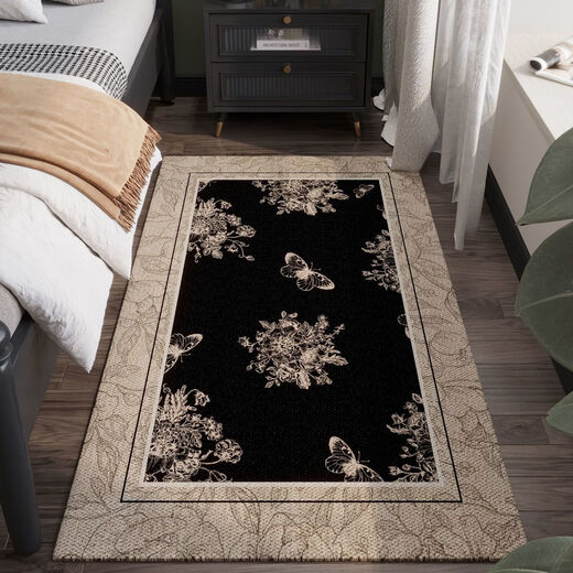 Fantasy bedroom bedside carpet retro style long blanket under the bed room non-slip floor mat household stain-resistant vacuum bed front mat 120x160cm upgraded Belgian velvet Muning