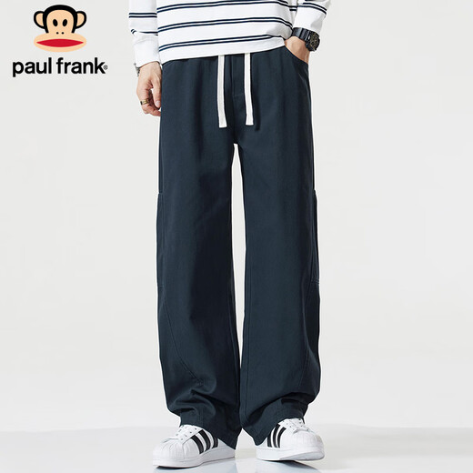 Paul Frank pure cotton pants men's spring loose straight casual pants men's pants American overalls trousers navy blue XL