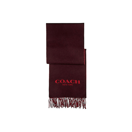 COACH Bohemian Wool Scarf Unisex Couple Style Dark Red Default Packaging Default