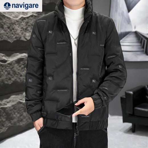 Navigare Italian Sailboat Light Down Jacket Men's Short Stand Collar Winter Clothing 2023 New Casual Warm Winter Black L