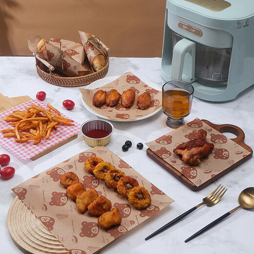 Sanqihu BBQ mat plate paper grease-proof paper food grade oil-absorbing paper meal paper pad disposable grease-proof paper pink grid 25*35CM 200 sheets