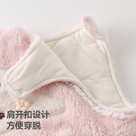 Betis baby clothes winter newborn one-piece suit thickened and warm baby clothes for small months old baby outing clothes pink 100cm