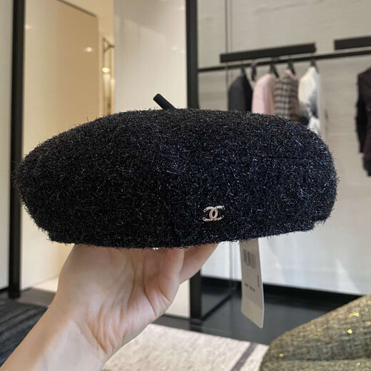 Chanel New Year's Gift Fashionable and Versatile Beret Women's Black Black M Basic Packaging - No Box