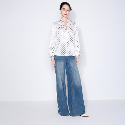 MY TENO Martino 2026 spring and summer new white French floating collar printed shirt shirt long-sleeved top small shirt temperament white L 40/L