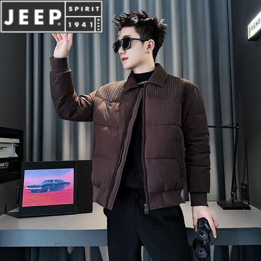 Зимний сращенный мужской пуховик JEEP SPIRIT, популярный в 2025 году, новый стиль, красивая куртка зеленого цвета, размер 2XL, рекомендуется 141 ~ 155Jin Jin, вес 0,5 кг.