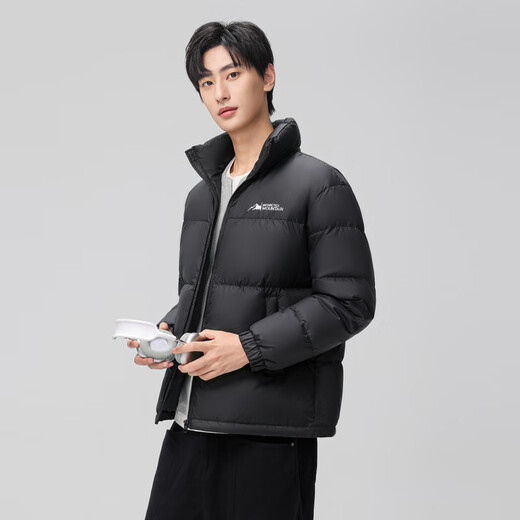 Xue Zhongfei's new all-match fashion casual slanted pocket men's and women's short stand collar down jacket couple style black|8056 L 175/92A