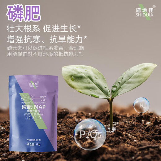 Shidijia Nitrogen Phosphorus Fertilizer Compound Fertilizer Ammonium Dihydrogen Phosphate Monoammonium Phosphate Fruit Tree and Vegetable Foliar Fertilizer Large Element Water-soluble Fertilizer Phosphate Fertilizer 1kg*20 Bags 2 Boxes