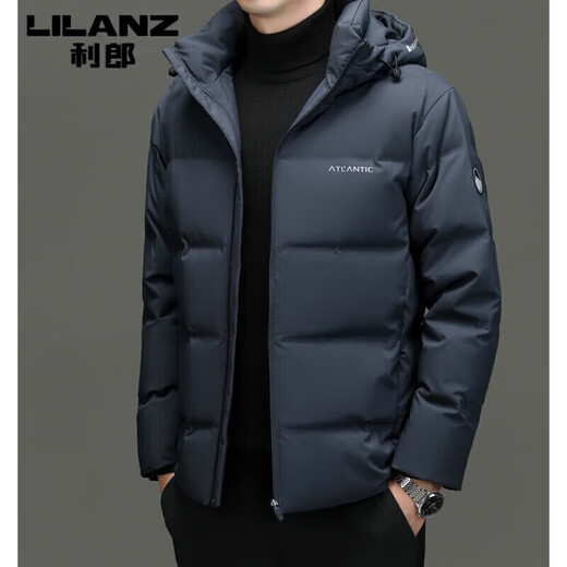 利郎（LILANZ）加厚羽绒服男士2025冬季新款短款连帽时尚休闲保暖防风外套潮 雾霾蓝 3XL 190