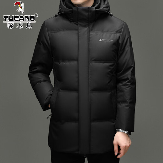 Woodpecker High-End White Duck Down Jacket Men's Jacket Winter Mid-Length Fashion Casual Thickened Windproof Warm and Coldproof Jacket RR-YR8066 Blue L 175/96A